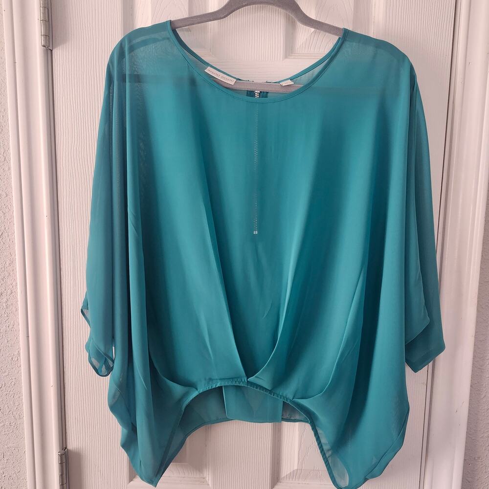 Bisou Bisou Flowy Sheer Caftan Blouse Dolman Sleeves Sz Medium